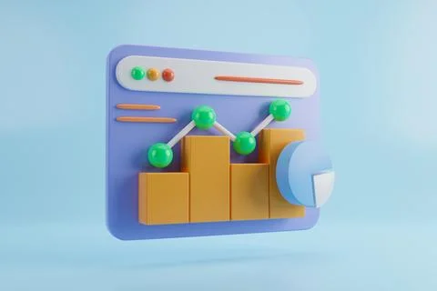 Business chart pie interface icon 3d render concept for analyze and profitabl Stock Illustration