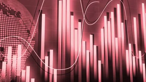 Business chart with rising bars wavy line graph and digital globe backgroun.. Stock Footage 337871586