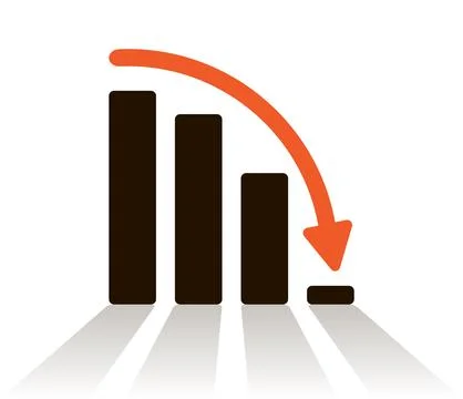 Business chart with sharp crash after growth trend. Crisis concept&amp;#xA; Stock Illustration