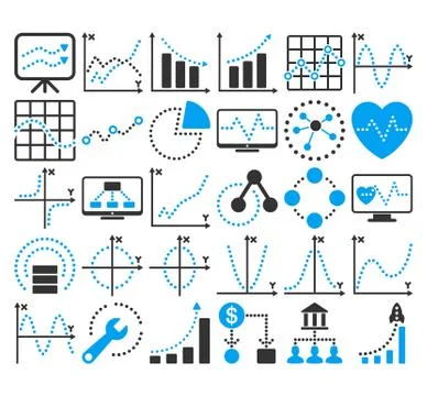 Business Charts With Circle Dots Vector Icons Stock Illustration