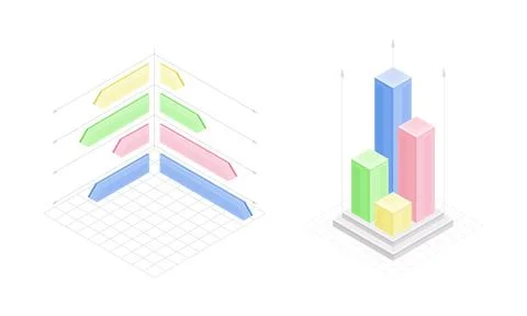 Business charts infographics elements set. Financial and marketing data for Stock Illustration