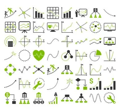 Business Charts With Rectangle Dots Vector Icons Ilustración de archivo
