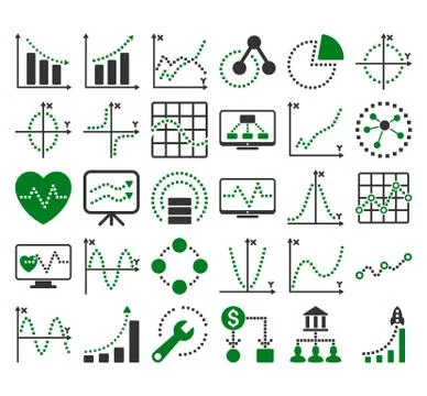 Business Charts With Square Dots Vector Icons Ilustración de archivo