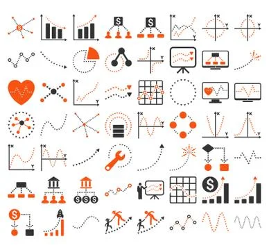 Business Charts With Triangle Dots Vector Icons Ilustración de archivo
