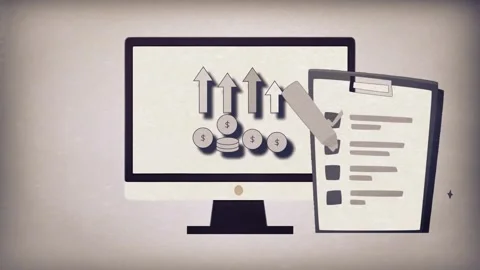 Business Checklist and Graph Displayed on Monitor for Financial Tracking Stock Footage 279392602