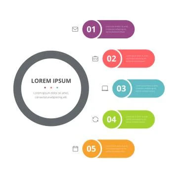 Business circle template with 5 options for brochure 스톡 일러스트