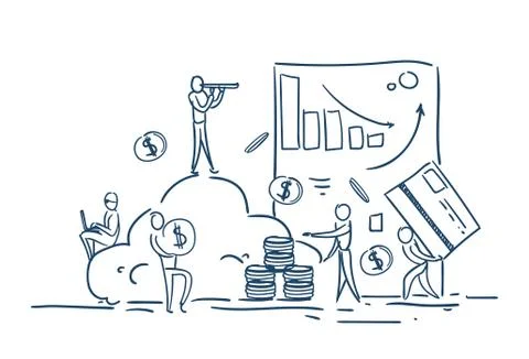 Business cloud storage financial graphs internet business analytics concept 스톡 일러스트