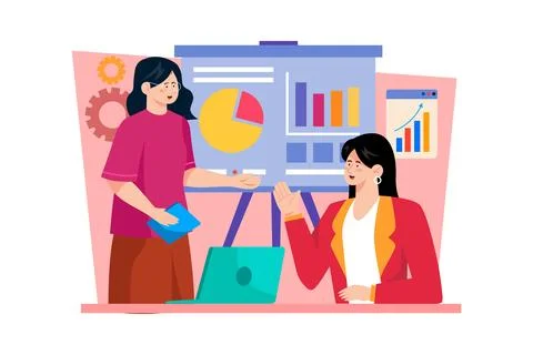 Business coach guiding clients in developing business plans. Stock Illustration