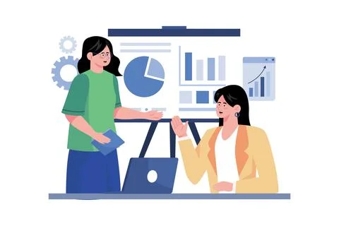 Business coach guiding clients in developing business plans. Stock Illustration