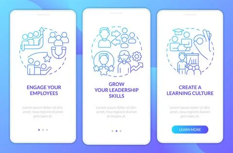 Business coaching certification blue gradient onboarding mobile app screen Stock Illustration