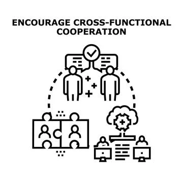 Business collaborating in cross functional team cooperation 스톡 일러스트