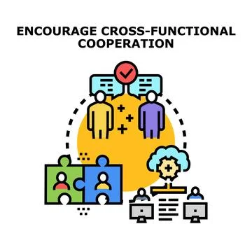 Business collaborating in cross functional team cooperation Stock Illustration