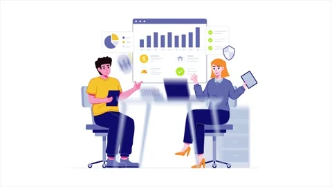 Business Collaboration and Data-Driven Strategy Illustration Stockbeeldmateriaal 333202716