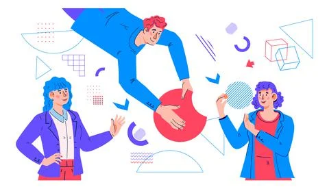 Business collaboration and efficient joint work of business team, vector. Stock Illustration