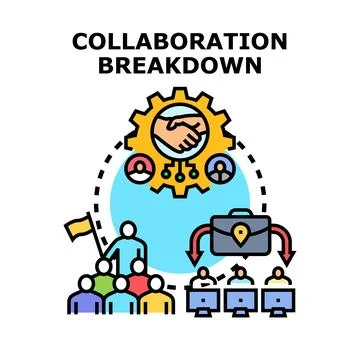 Business collaboration breakdown causing team communication failure Illustrazione stock