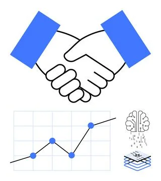 Business collaboration, data science, AI advancement, teamwork, progress trac Ilustración de archivo