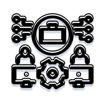 Business collaboration process managing a team project Stock Illustration