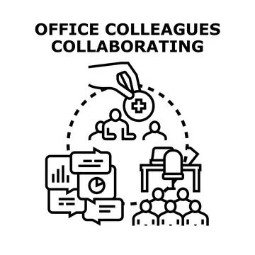 Business colleagues collaborating on teamwork solutions development Illustrazione stock