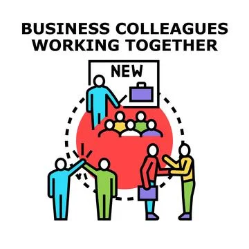 Business colleagues collaborating together developing new skills Stock Illustration