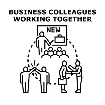 Business colleagues collaborating together developing new skills Stock Illustration