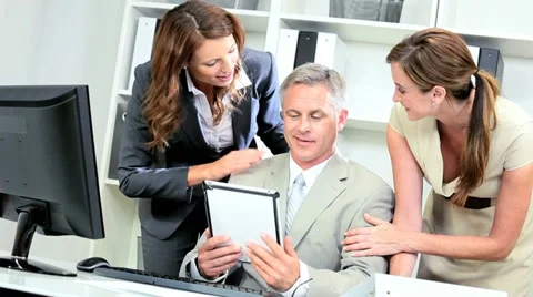 Business Colleagues Viewing Client Presentation Stock Footage 11383691