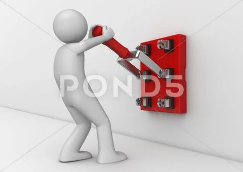 Business collection - electrician with knife switch Stock Illustration