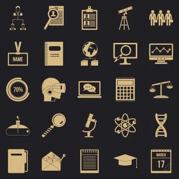 Business college icons set, simple style Stock Illustration