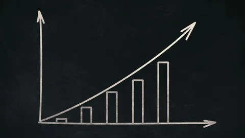 Business column based bar and line graphs showing increase in sales Stock Footage 89086814