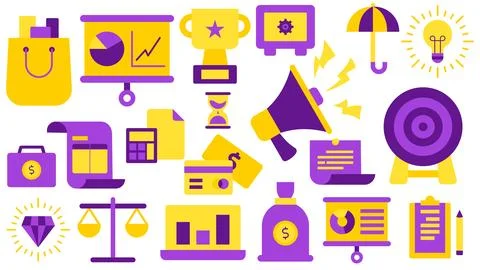 Business Commerce Elements - Shopping Presentation Chart Trophy Strongbox Umbrel イラスト素材