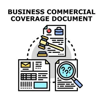 Business commercial coverage document planning and analysis Stock Illustration