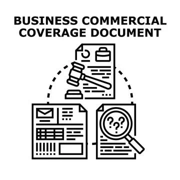 Business commercial coverage document planning and analysis Stock Illustration
