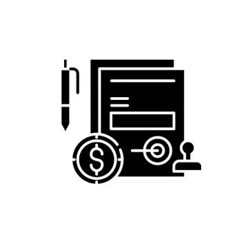 Business commitment black icon, vector sign on isolated background. Business 스톡 일러스트