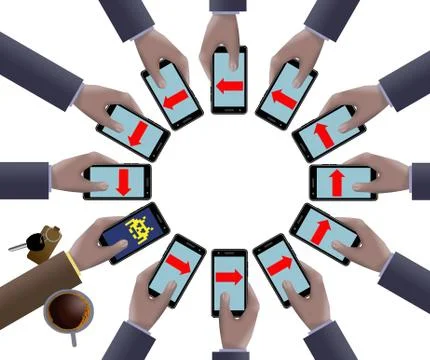 Business communication, cell communication, teamwork, team building, these ar Stock Illustration