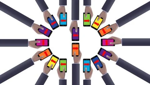 Business communication, cell communication, teamwork, team building, these ar Stock Illustration