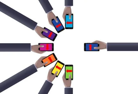 Business communication, cell communication, teamwork, team building, these ar Stock Illustration