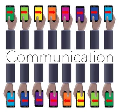 Business communication, cell communication, teamwork, team building, these ar Stock Illustration