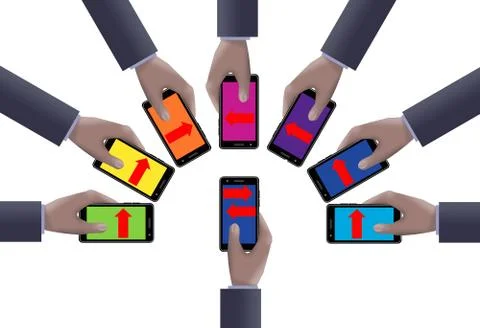 Business communication, cell communication, teamwork, team building, these ar Stock Illustration