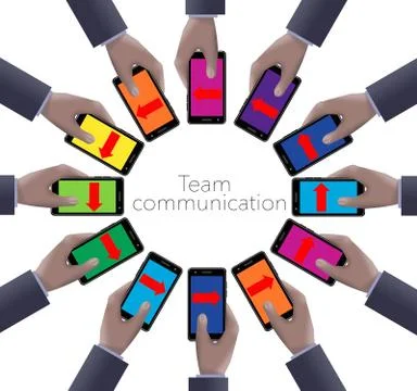 Business communication, cell communication, teamwork, team building, these ar Stock Illustration