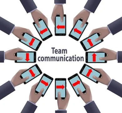 Business communication, cell communication, teamwork, team building, these ar Stock Illustration