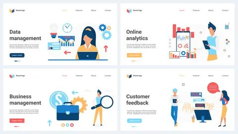 Business communication, collaboration, progress set, corporate people building Ilustración de archivo