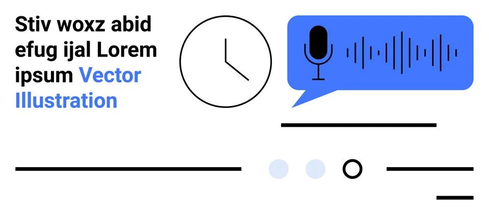 Business Communication Concept with Speech Bubble, Microphone, and Clock Icon Stock Illustration
