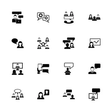 Business Communication - Flat Vector Icons Stock Illustration