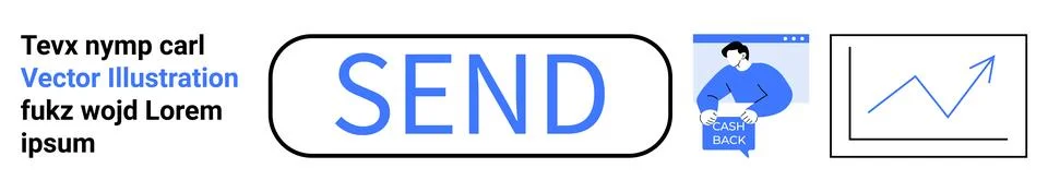 Business Communication Interface with Send Button, Upload, and Graph Elements 스톡 일러스트