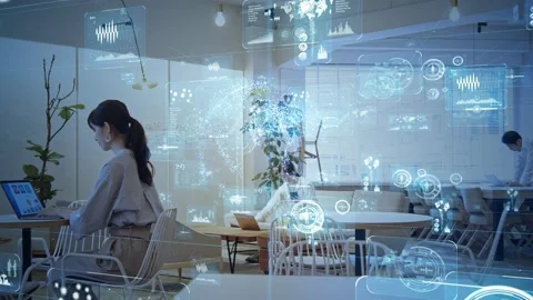 Business communication network concept. Software as a service. Digital transform Video stock 137686255