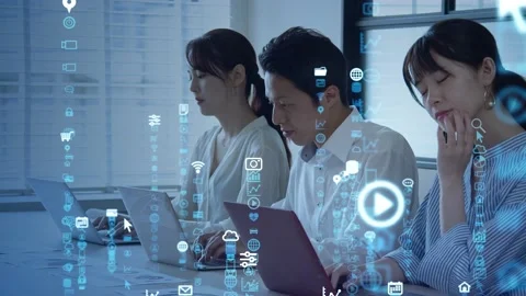 Business communication network concept. Software as a service. Digital transform Stock Footage 137686258