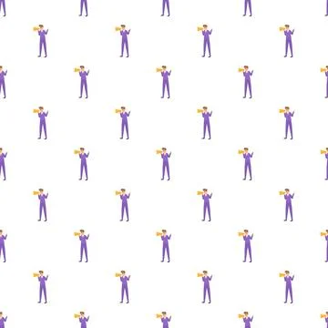 Business communication pattern with man holding megaphone Illustrazione stock