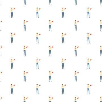Business communication pattern with man holding megaphone Stock Illustration