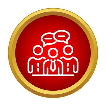Business communication team collaborating in a red circle icon Stock Illustration