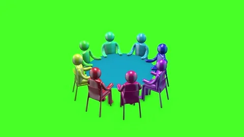 Business communication, teamwork around table, brainstorming, 3D, 4K video. Stock Footage 307636501