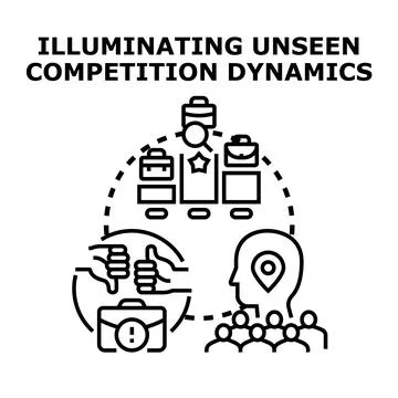 Business competition dynamics analysis improving market strategy Stock Illustration